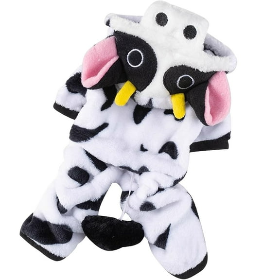 Cute Cow Pet Plus Size Warm Fleece Dog Outfit For Small Medium Puppies, Perfect For Christmas Birthdays Photo Shoots Play Dates, Everyday Wear Weekend Parties