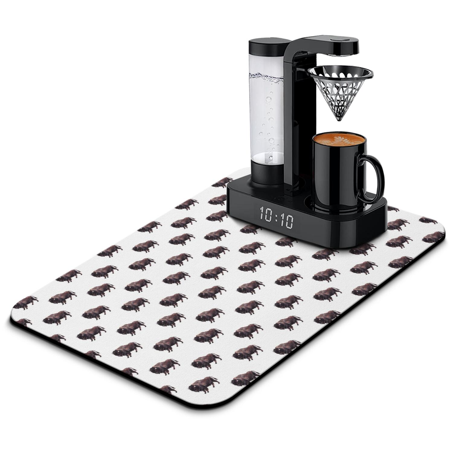 Cute Cow Print Coffee Maker Mat - 4-Layer Absorbent Non-Slip Drying Mat ...
