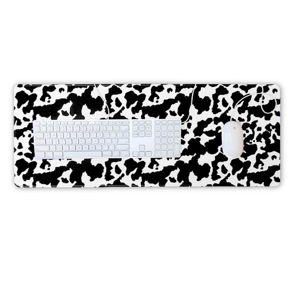 Cute Cow Print Desk Mats, Extra Long Mouse Pads, Multifunctional Large Desk Pad, Extended Mouse Mat, Office Desk Protector with Anti-Slip Base, Water-Resistant