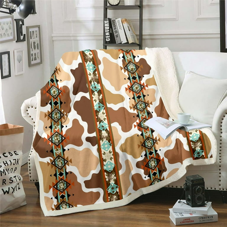Cute Cow Print Fleece Blanket western Throw Blanket 90 x90