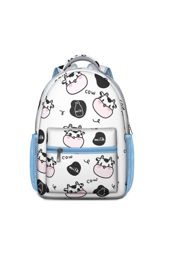 Cute Cow Print School Backpack – Black and White Cow Pattern with Farmhouse Rustic Design for Cow Lovers