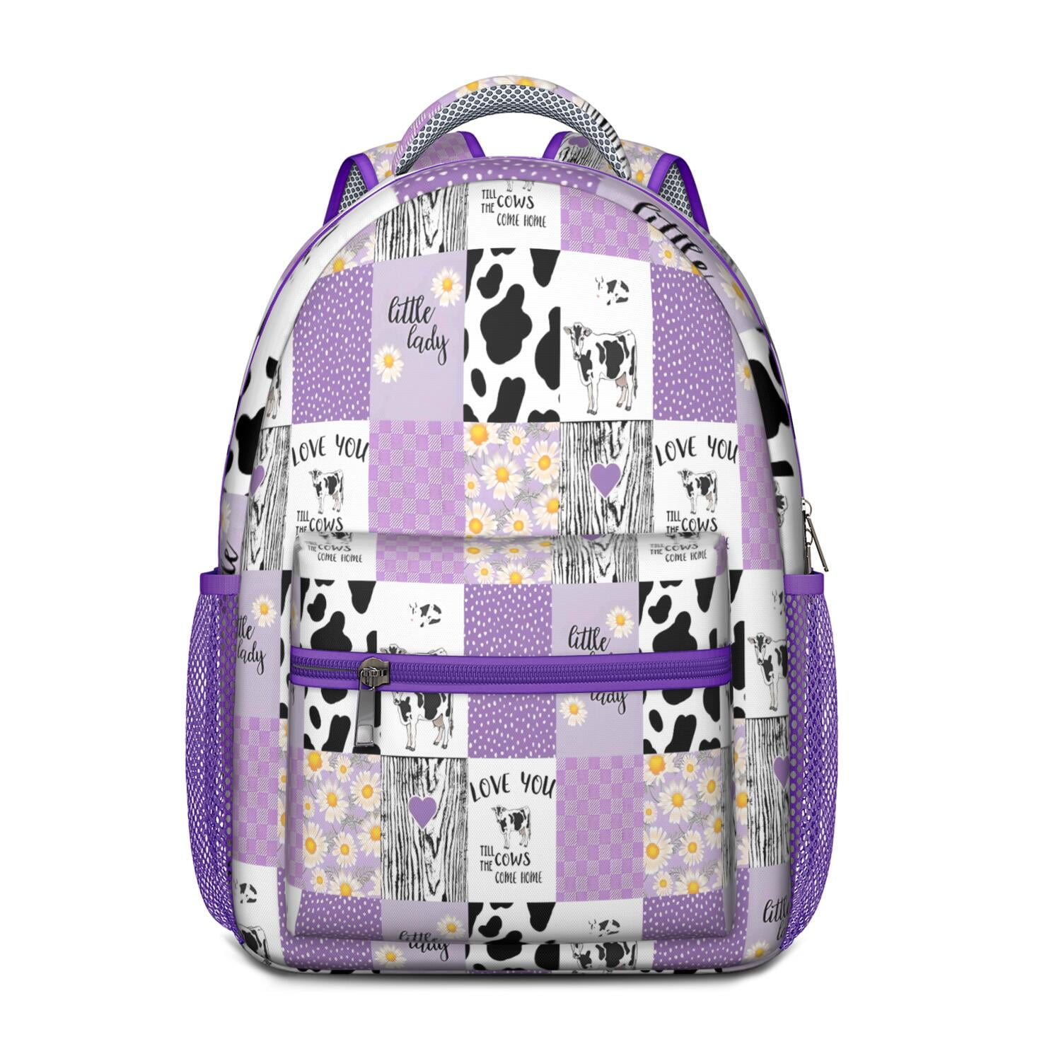 Cute Cow Print School Backpack – Black and White Cow Pattern with ...