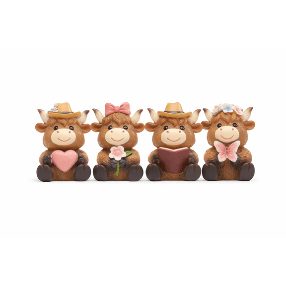 Cute Cow Resin Figurines 2.95 Inches Mini Farm Animal Tabletop Decor