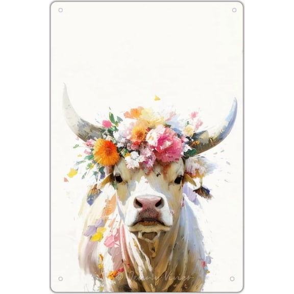 Cute Cow Sign, Rustic Farmhouse Decor, Cow Bathroom Tin Signs, Funny Cow Decor for Farm Kitchen Porch Garden Yard Garage Cafes Decoration, Cows Gifts for Cow Lovers 12x16 Inches