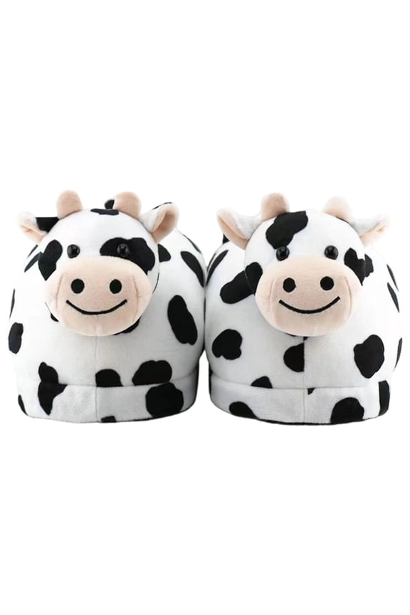 Cute Cow Slippers Funny Animal Slippers Novelty Cow Slippers Cozy Plush Winter Warm Slippers Indoor House Shoes for Women