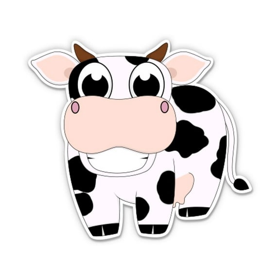 Cute Cow Smiling - 3" Vinyl Sticker - For Car Laptop Water Bottle Phone - Waterproof Decal
