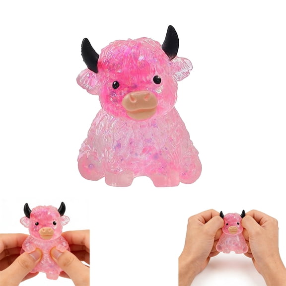 Cute Cow Squishy Toy, Pink Slow Rise Silicone Stress Relief Squeeze Toy, Soft Kneading Sensory Fidget, Office Desk Home Relaxation Gift (3.15x2.36x1.97in)