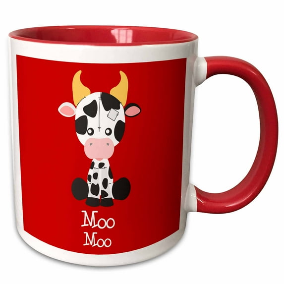 3drose, Cute Cow Talk Moo Moo Nursery Art, 15oz Two-tone Red Mug