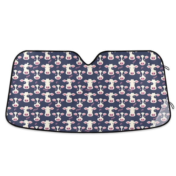 Cute Cows Face Car Windshield Sun Shade Foldable Car Front Window Visor Heat and UV Protection 53x23.5