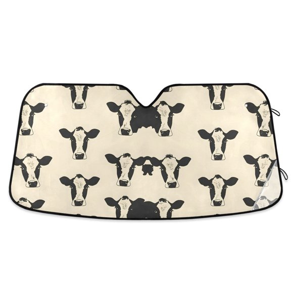 Cute Cows Head Car Windshield Sun Shade Foldable Car Front Window Visor Heat and UV Protection 53x23.5
