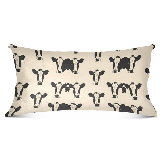 Cute Cows Head Plush Pillow Cases Body Size Ultra Soft Warm Pillowcases with Zipper 20"x54"