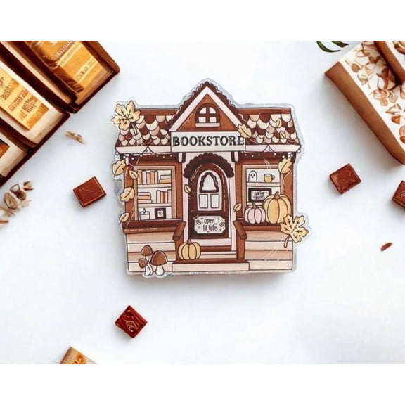 Cute Cozy Autumn Bookstore Late Night Pumpkin Nook Magnetic Grip Book Lover Cute