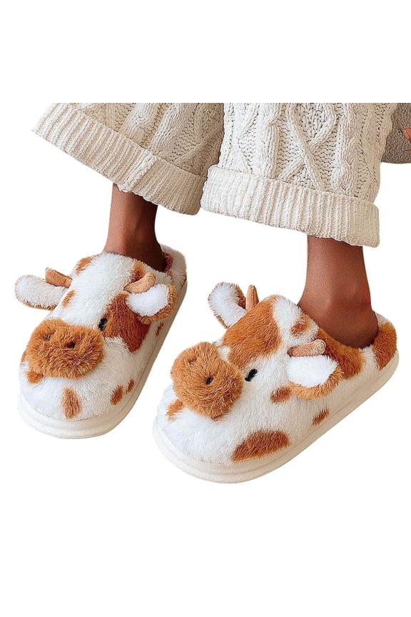 Cute Cozy Fuzzy Animal Slippers for Women, Winter Warm Plush Comfy Indoor Outdoor Slippers, Holiday Gifts