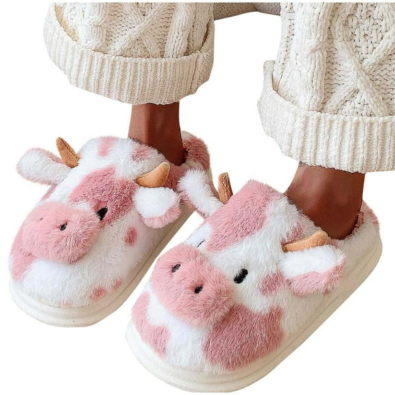 CHUMUD Cute Cozy Fuzzy Animal Slippers for Women, Winter Warm Plush Comfy Indoor Outdoor Slippers, Holiday Gifts