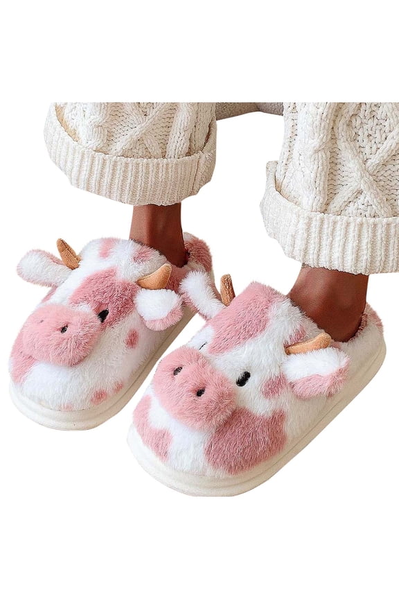 Cute Cozy Fuzzy Animal Slippers for Women, Winter Warm Plush Comfy Indoor Outdoor Slippers, Holiday Gifts