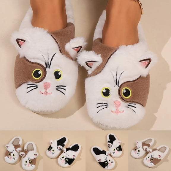 Cute Cozy Fuzzy Slippers For Women Winter Warm Plush Comfy Indoor Outdoor Slippers Brown 41