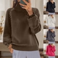 thumbnail image 1 of Cute Cozy Sweaters For Women Long Sleeved Loose Solid Color Knitted Coffee Crew Neck Winter Fashion Clothes 2025 S-XL, 1 of 7