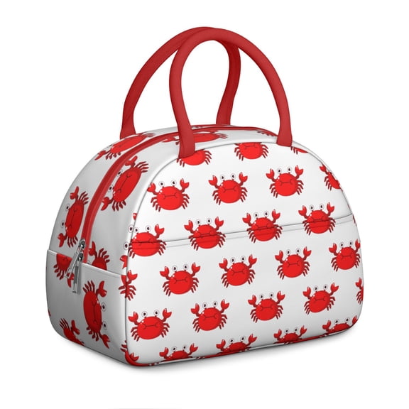 Cute Crab Design Lunch Box Gift for Women - Ocean Insulated Reusable Bag, Leakproof High Capacity Tote with Pockets for Professional Ladies