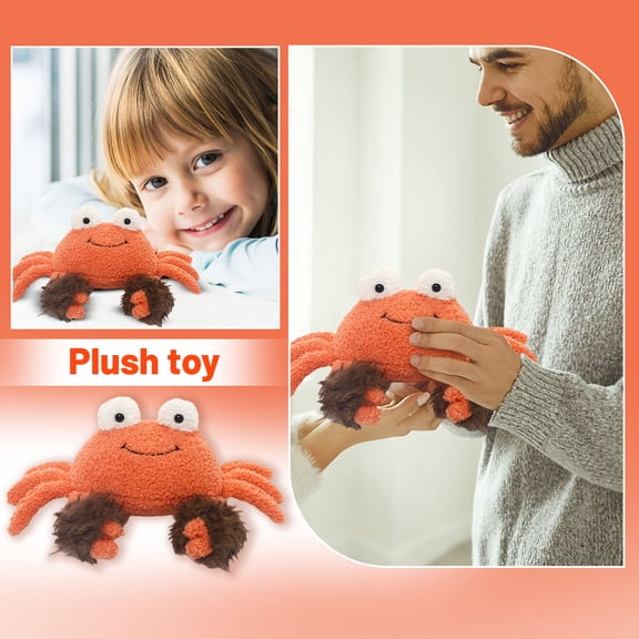 Cute Crab Plush Toy 9in– Soft Orange Stuffed Animal with Fluffy Claws | Funny Sea Creature Plush Gift (Crab)