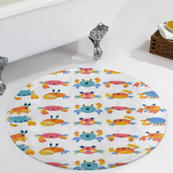 Cute Crab Round Carpet Circle Rug Outdoor Patio Area Rug Washable Large Area Rugs Hallway Room Decor Fitness Mats