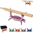 thumbnail image 1 of Cute Crab-Shaped Pen Holder, Realistic Resin Desk Crab Shaped Pen Holder, Funny Weightlifting Desk Crabs Spoon Glasses Holders, Rest Rack Ornaments Decorative for Office Home Tabletop(Purple), 1 of 8