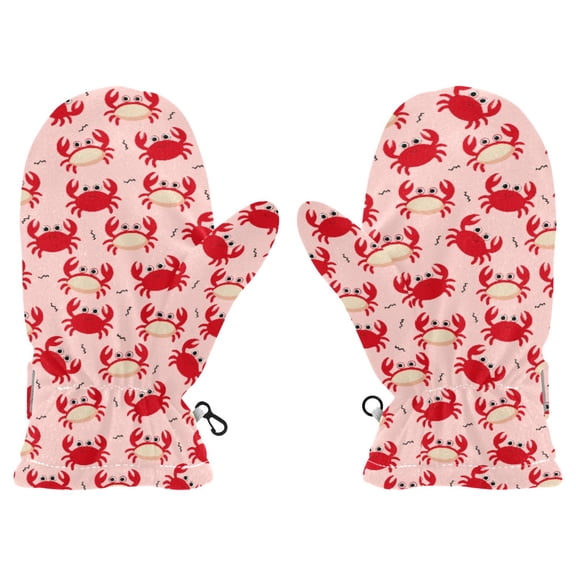 Cute Crabs Cold Weather Mittens Cozy Gloves with Adjustable Fit Perfect for Outdoor Fun