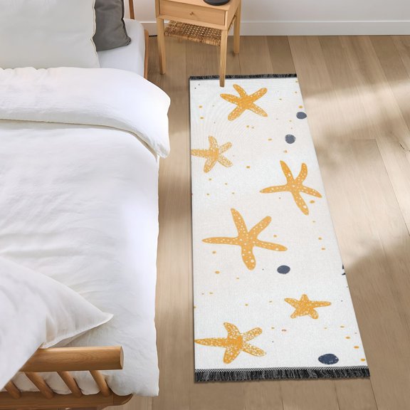Cute Crabs Stars Dots Bedside Runner Rug 2'x 6' Non Slip Carpet Floor Mat Area Rug