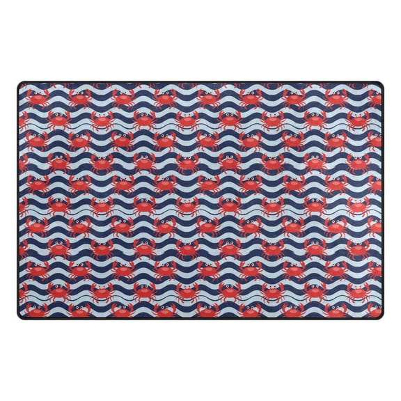 Cute Crabs Wave Memory Foam Area Rug 31"x20" Non Slip, Absorbent, Fade Proof for Living Room, Bedroom, Office