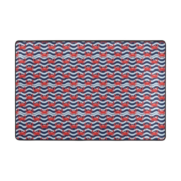 Cute Crabs Wave Rug 36x24in Memory Foam Absorbent Non Slip Plush for Bathroom Kitchen Entryway