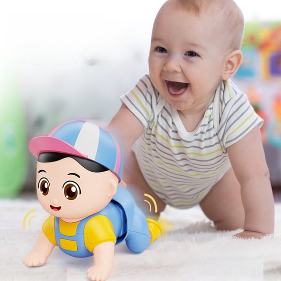 Cute Crawling Baby Toy with Music Lights, Electric Interactive Crawling Doll Smooth Movement, Early Learning Development Toy, Birthday Holiday Gift for Toddler