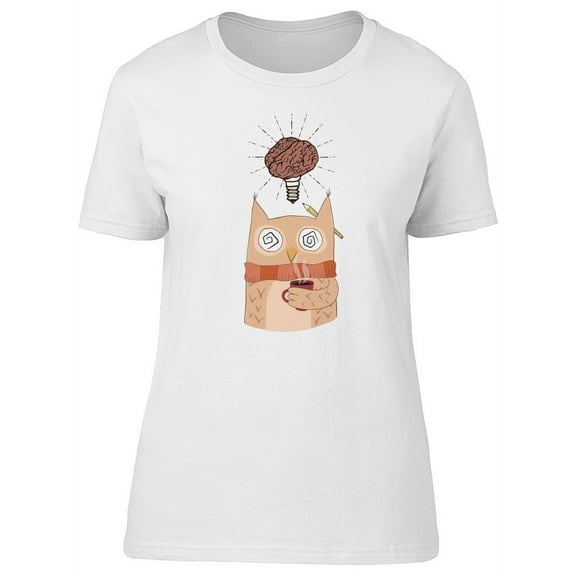Cute Crazy Owl With Coffee Cup T-Shirt Women -Image by Shutterstock, Female Medium