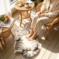 thumbnail image 1 of Cute Cream Tabby Kitten Rug Cozy Velvet Sleeping Cat Mat For Bathroom Sink Vanity Bedroom Corner Nook Warm Touch For Bare Feet Home Accent Decor (60x90cm), 1 of 5