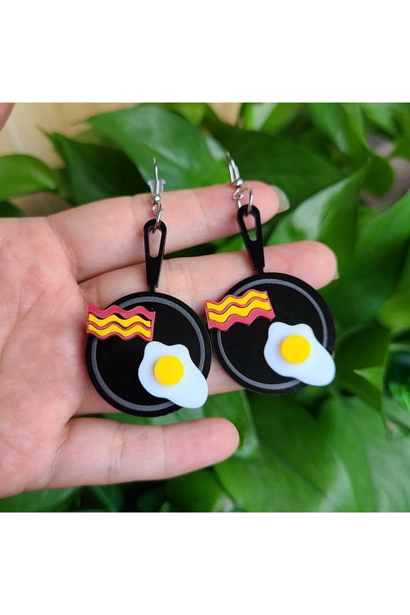 Cute Creative Acrylic Fried Egg Dangle Earrings for Women Unique Design Ear Hooks Jewelry Gifts