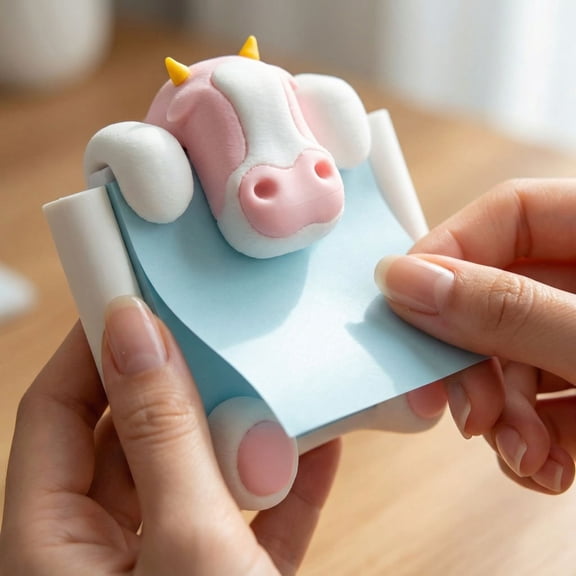 Cute Creative Cow Sticky Note Dispenser, Desktop Sticky Note Holder With Adhesive Base, 1 Piece Sticky Note Organizer For Office Desk Home Study Supplies, Fun Desk Accessory For