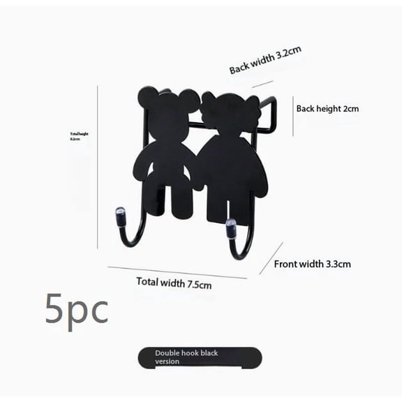 Cute Creative Wrought Iron Wall-Mounted Hooks for Stylish Kitchen Storage - Damage-Free Installation