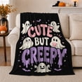thumbnail image 1 of Cute But Creepy Halloween Ghost Pattern Whimsical Cartoon, Festive Halloween Scene, Warm Flannel Blanket for Living Room and Reading Nook, Art Lovers Halloween Gift, Festive Home Decor, 1 of 9