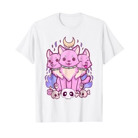 Cute Creepy Headed Dog Cat Anime Kawaii Pastel Goth Clothes T-Shirt