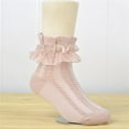 thumbnail image 1 of Cute Crew Socks for 1-15 Years Toddlers Kids 3 Pack Teens Girls Cotton Lace Ruffle Lightweight Breathable Solid Color Multipack Ankle Sock, 1 of 3