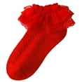 thumbnail image 1 of Cute Crew Socks for Girls 2025 New Fashion 1-13 Years Toddlers Kids Cotton Lightweight Solid Color Soft Lace Ruffle Dancing Ankle Sock, 1 of 3