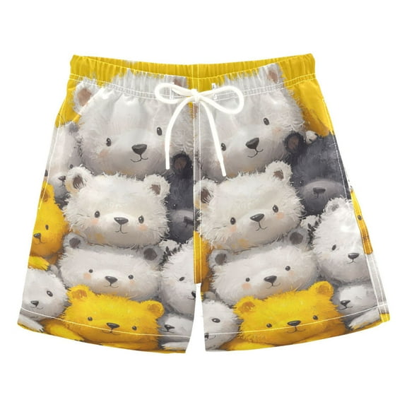 Cute Critter Stacking Boys Swim Trunks Quick Dry Boy Swim Shorts for 3-14 Years