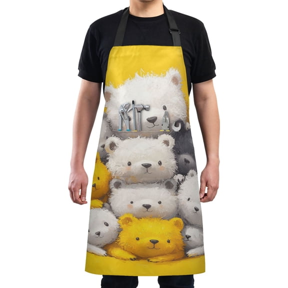 Cute Critter Stacking Chef Kitchen Apron with Pockets for Women Waterproof Aprons for Cooking Baking