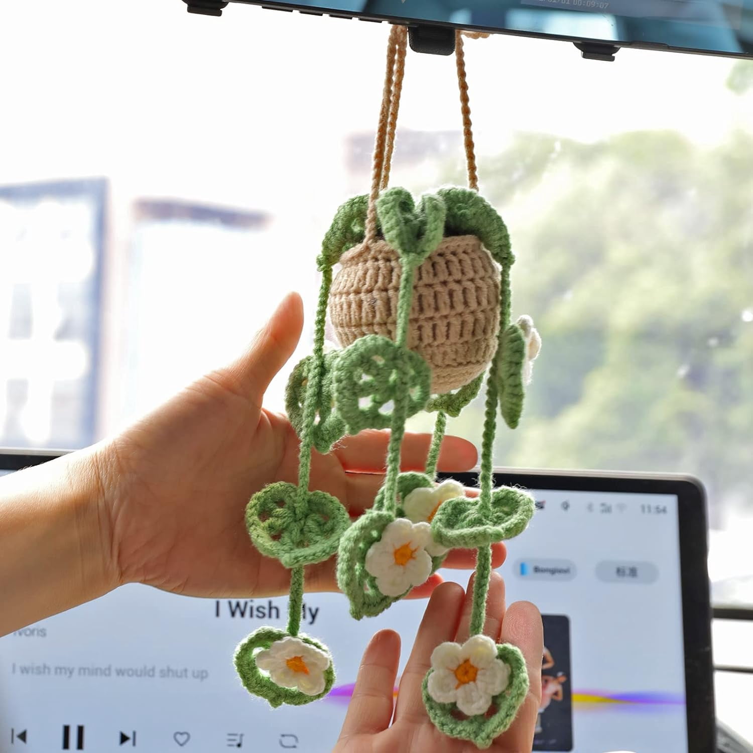 Cute Crochet Car Hanging Ornament for Car Rearview Mirrior Decor 