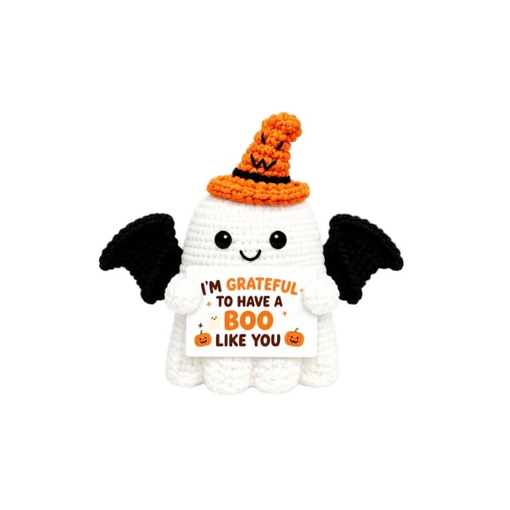 Cute Crochet Ghost for Boo Basket, Heartfelt Halloween Gifting Decor, Soft Spooky Keepsake for Women, Friends & Coworkers for Holiday Basket & Desk Display