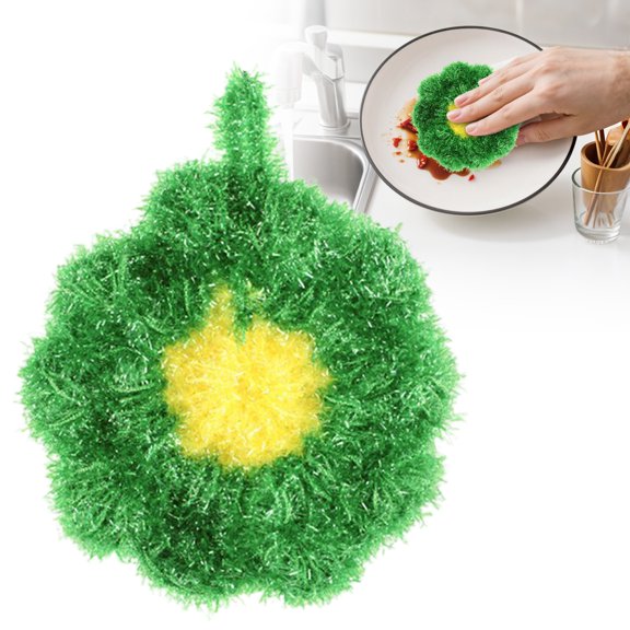 Cute Crochet Scrubbies Non-Scratch Reusable Scouring Pads, Handmade Knitted Dishcloths, Quick-Drying Sponge Scrubbers for Dishes, Pots & Panskitchen dish towels