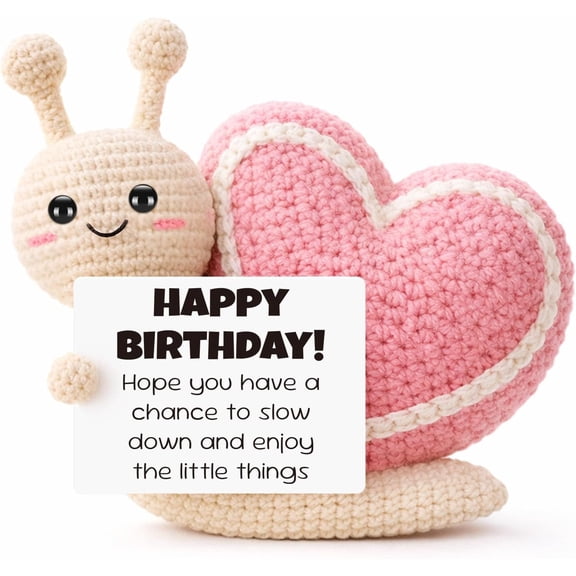 Cute Crochet  with Birthday Card,Birthday Gifts for Girls Boys Women Men ,  Coworker Mom Dad Sister Daughter Son Gifts