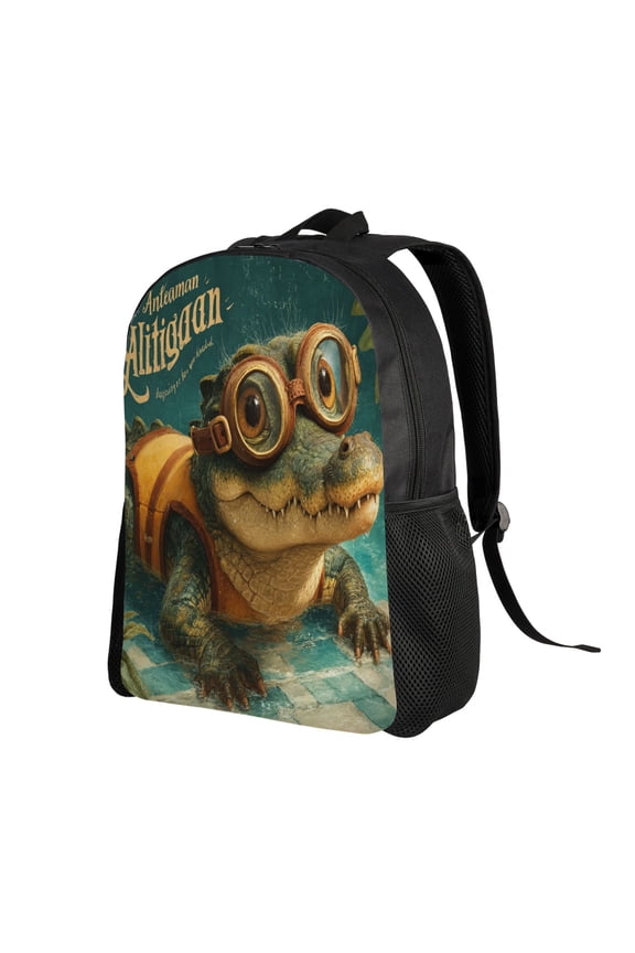 Cute Crocodile (2) Backpack Double Shoulder Backpack Durable, Spacious, Ergonomic Design for Travel, Work & Outdoor Use