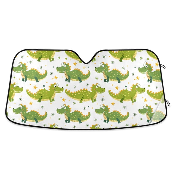 Cute Crocodile Animals Car Windshield Sun Shade Foldable Car Front Window Visor Heat and UV Protection 53x23.5