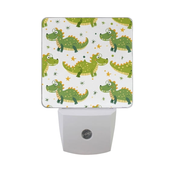 Cute Crocodile Animals Night Light 2 Pack LED Nightlight Plug into Wall Dusk to Dawn Sensor Soft White