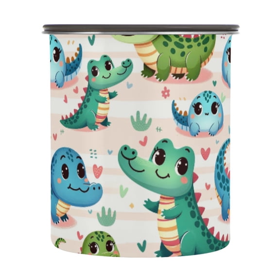 Cute Crocodile Baby Airtight Coffee Bean Canister 30oz Food Storage Containers with Lids For Gournd, Tea, Sugar, Flour, Rice, Cereal, Candy Cookie Jar