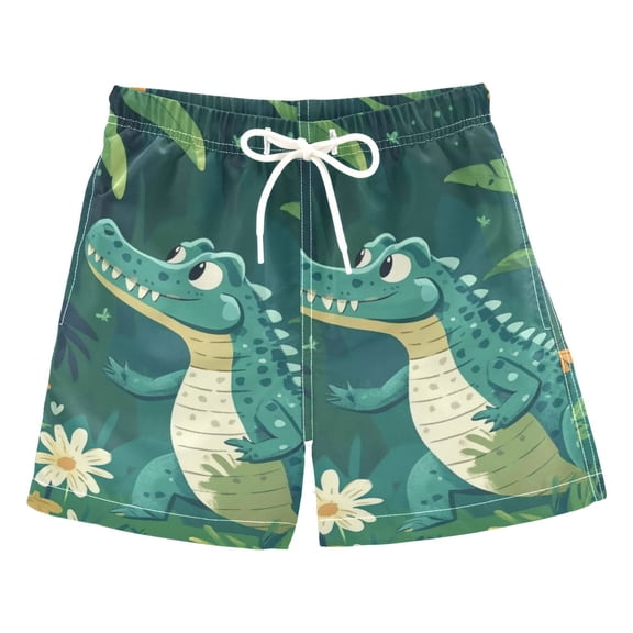 Cute Crocodile Boys Swim Trunks Quick Dry Boy Swim Shorts for 3-14 Years